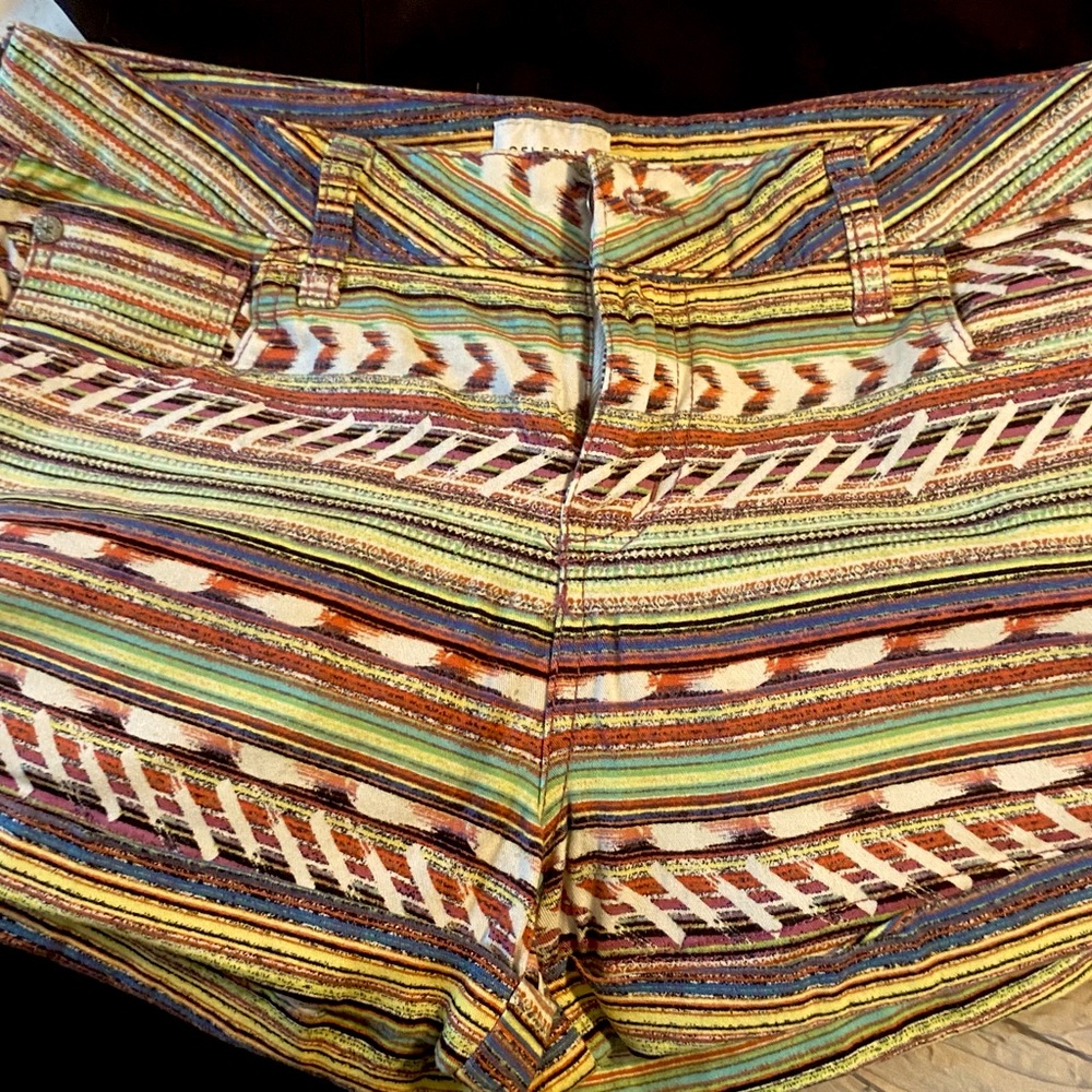 Celebrity Pink Aztec patterned shorts